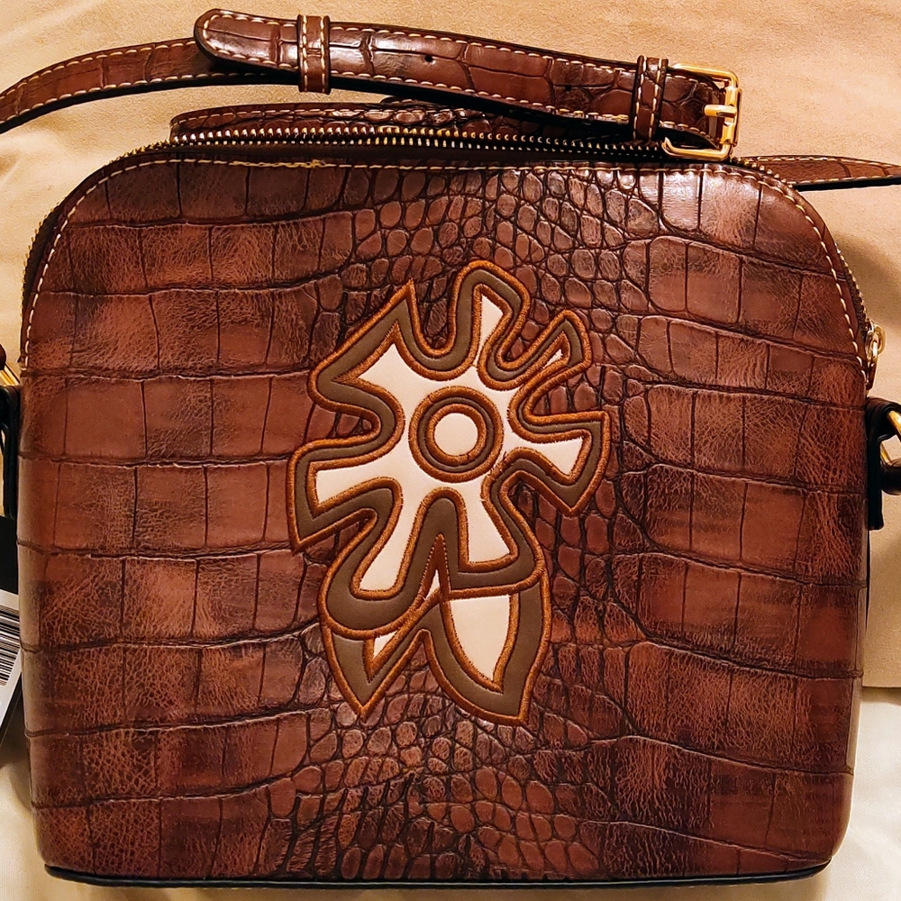 World" Croco Embossed Crossbody Bag